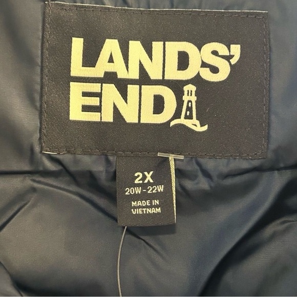 Lands' End Women's 2X Deep Sea Navy Blue Down Puffer Vest Quilted Lightweight - Picture 7 of 8